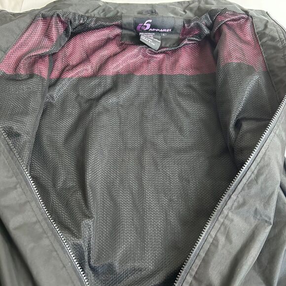 i5 Apparel Black Pink Windbreaker Jacket Size L Mesh Lined Zip Up - Picture 6 of 11